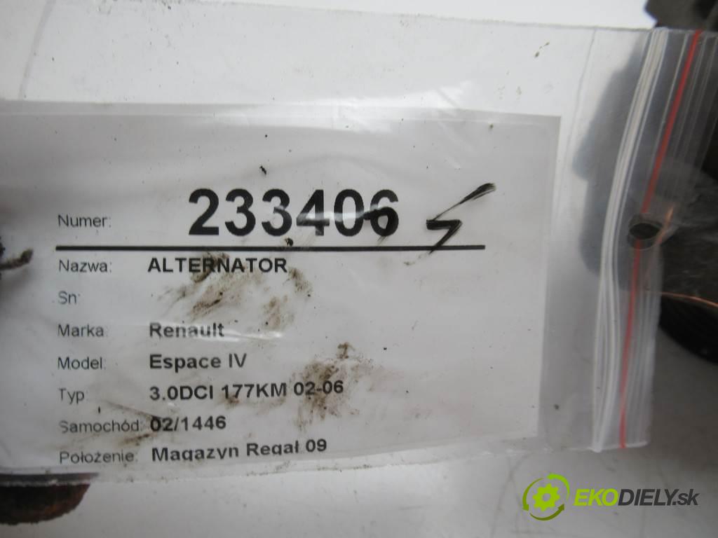 Renault Espace IV  2005 130 kw 3.0DCI 177KM 02-06 3000 Alternátor 104210-3870 (Alternátory)