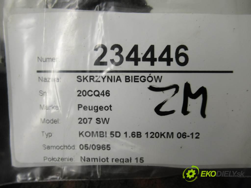 Peugeot 207 SW  2008 88 kW KOMBI 5D 1.6B 120KM 06-12 1600 převodovka - 20CQ46 (Převodovky)