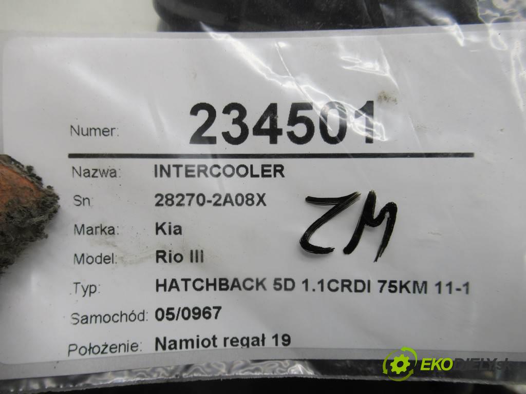Kia Rio III  2013 55 kW HATCHBACK 5D 1.1CRDI 75KM 11-17 1100 intercooler 28270-2A08X (Intercoolery (chladiče nasávaného vzduchu))