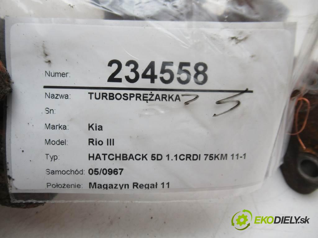 Kia Rio III  2013 55 kW HATCHBACK 5D 1.1CRDI 75KM 11-17 1100 Turbodúchadlo,turbo 28201-2A081 (Turbodúchadlá (kompletné))