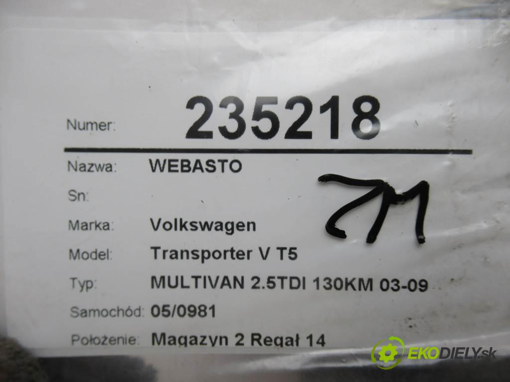 Volkswagen Transporter V T5  2004  MULTIVAN 2.5TDI 130KM 03-09 2500 Webasto 7H0819008H (Webasto ohřívače)