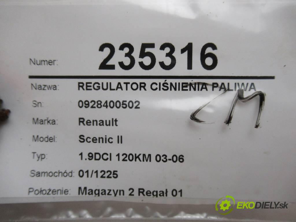 Renault Scenic II  2003 88 kW 1.9DCI 120KM 03-06 1900 Regulátor tlaku paliva 0928400502 (Ostatné)