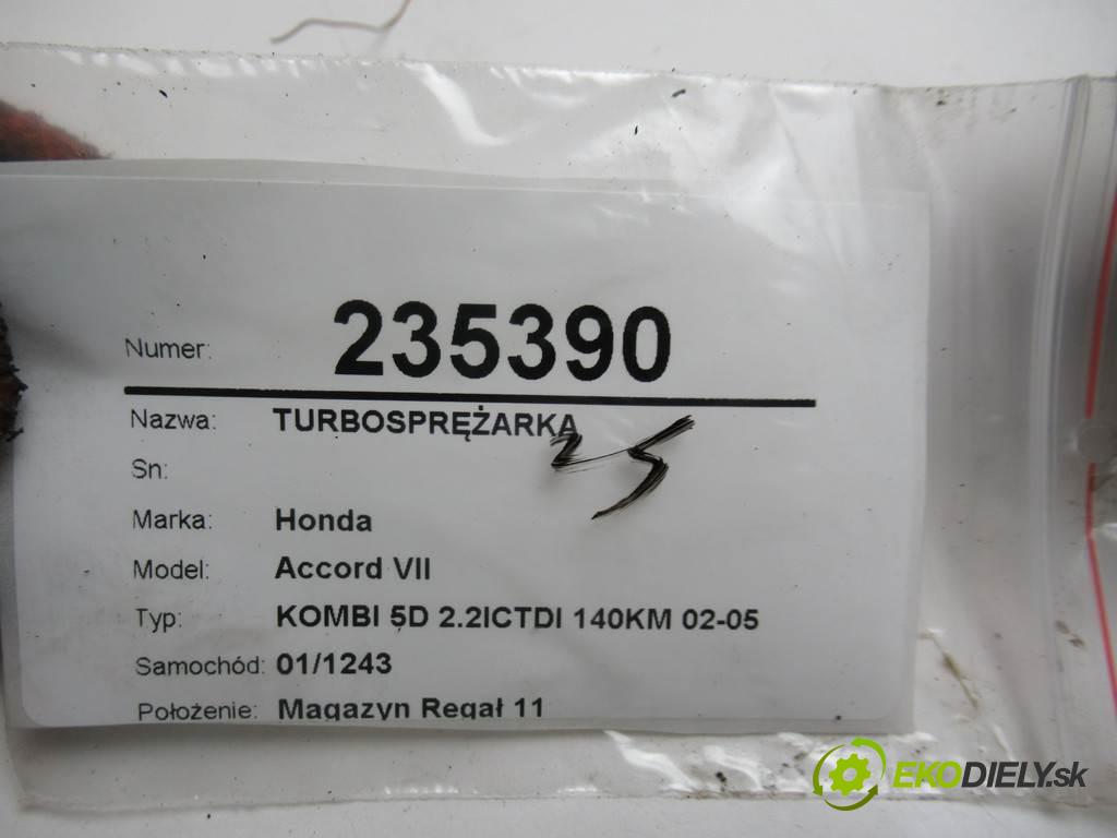 Honda Accord VII  2004  KOMBI 5D 2.2ICTDI 140KM 02-05 2200 Turbodúchadlo,turbo 18900-RBD-E03 (Turbodúchadlá (kompletné))