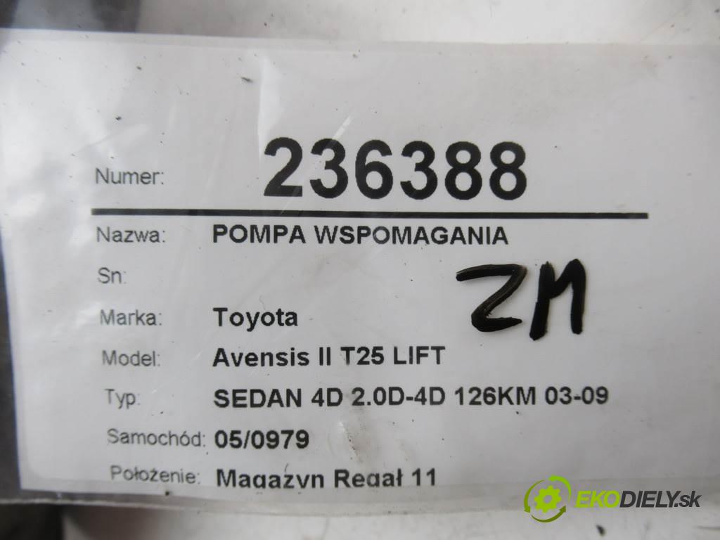 Toyota Avensis II T25 LIFT  2007  SEDAN 4D 2.0D-4D 126KM 03-09 2000 pumpa servočerpadlo  (Servočerpadlá, pumpy řízení)