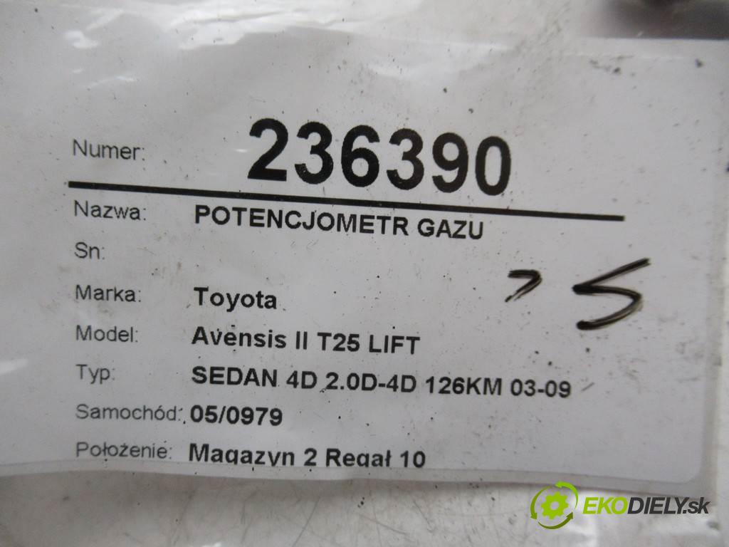 Toyota Avensis II T25 LIFT  2007  SEDAN 4D 2.0D-4D 126KM 03-09 2000 Potenciometer plynového pedálu 89281-52021 (Pedále)