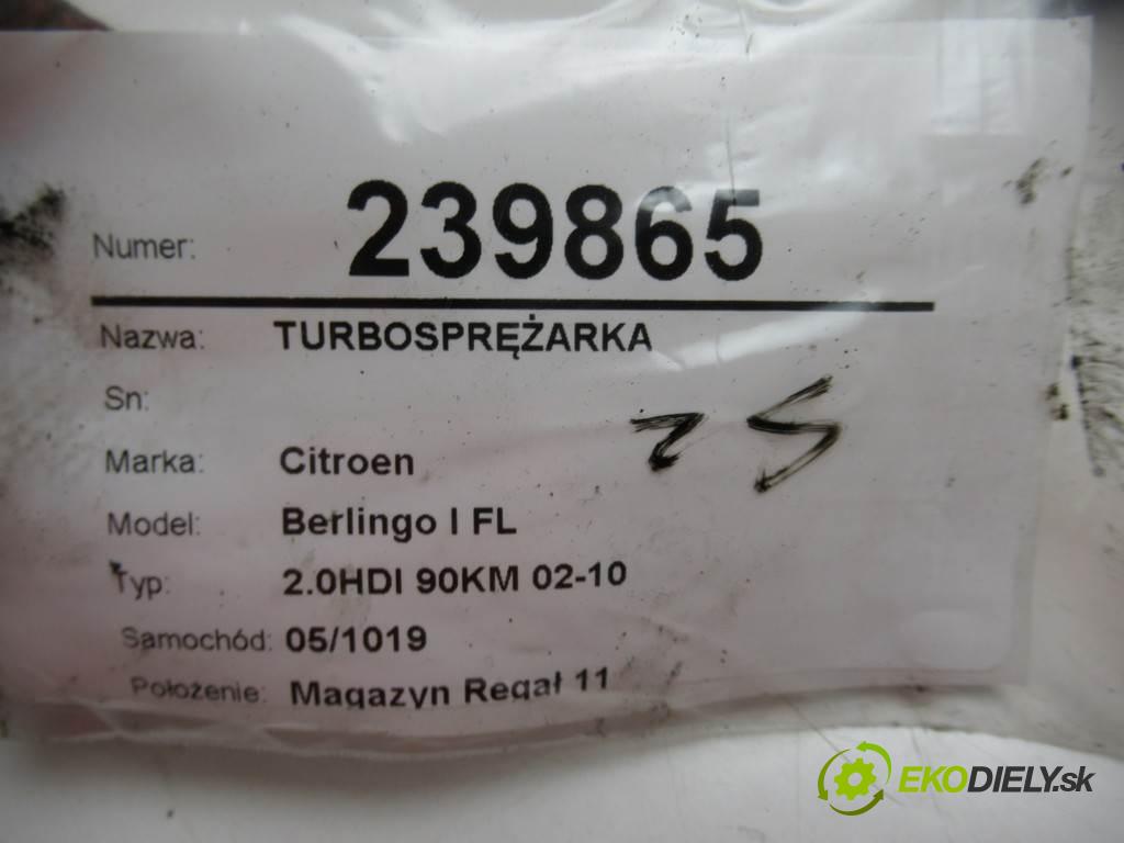 Citroen Berlingo I FL  2003  2.0HDI 90KM 02-10 2000 Turbodúchadlo,turbo 9622526980 (Turbodúchadlá (kompletné))