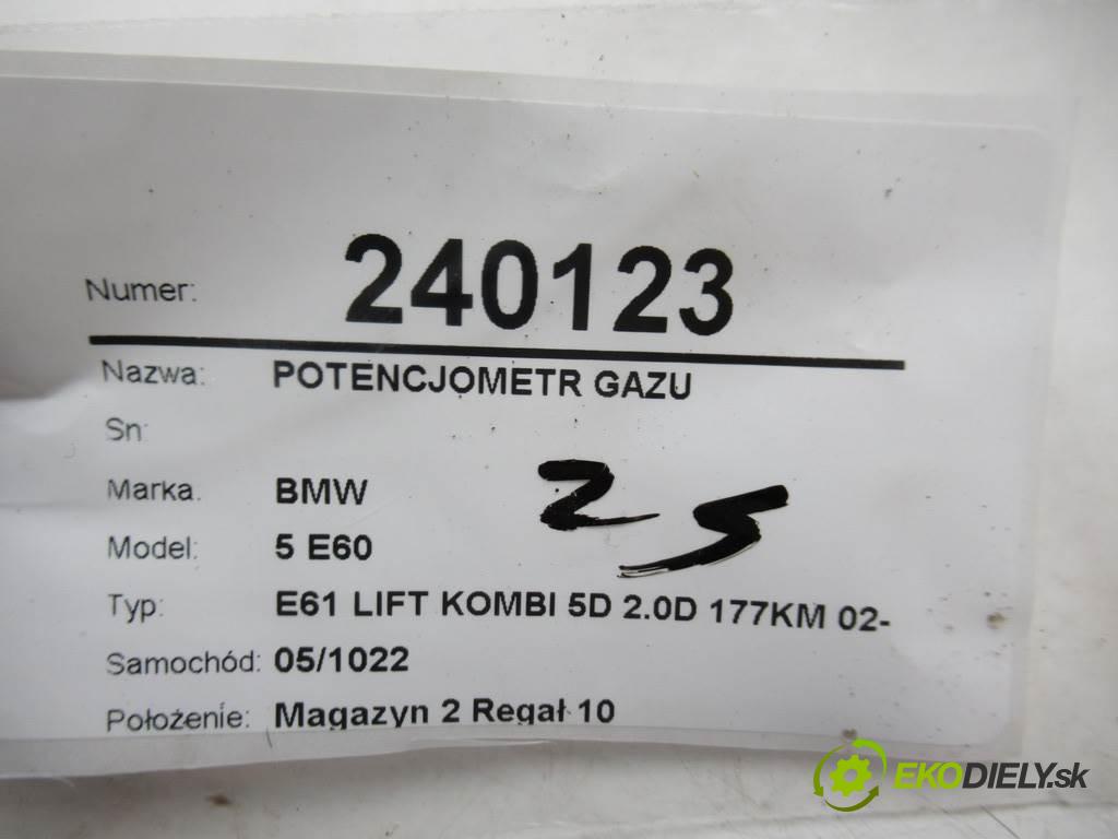 BMW 5 E60  2010 177KM E61 LIFT KOMBI 5D 2.0D 177KM 02-10 2000 Potenciometer plynového pedálu 6789999 (Pedále)