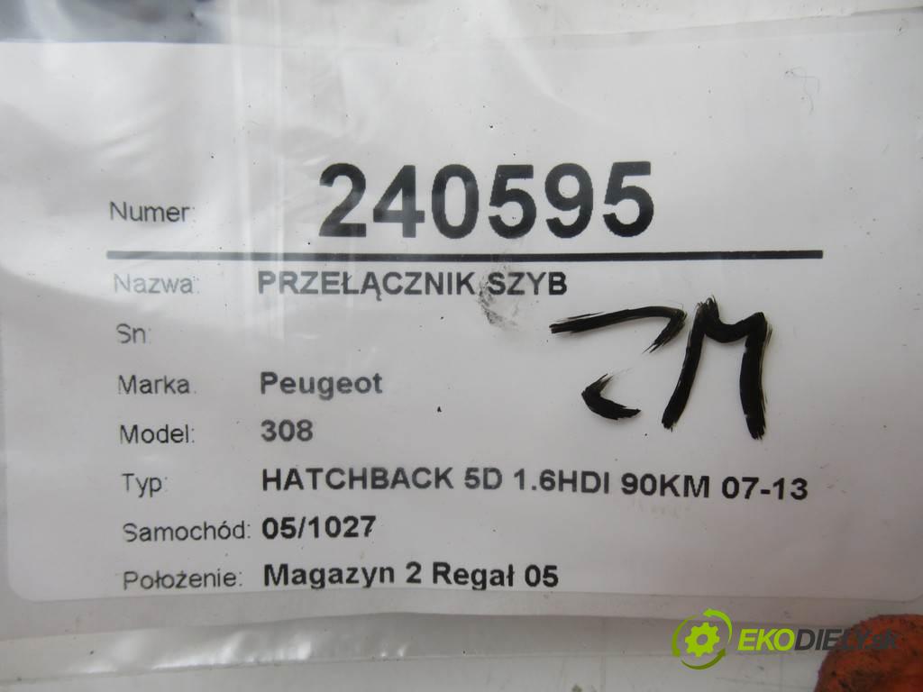 Peugeot 308  2007  HATCHBACK 5D 1.6HDI 90KM 07-13 1600 Prepínač okien 96644915XT (Prepínače, spínače, tlačidlá a ovládače kúrenia)
