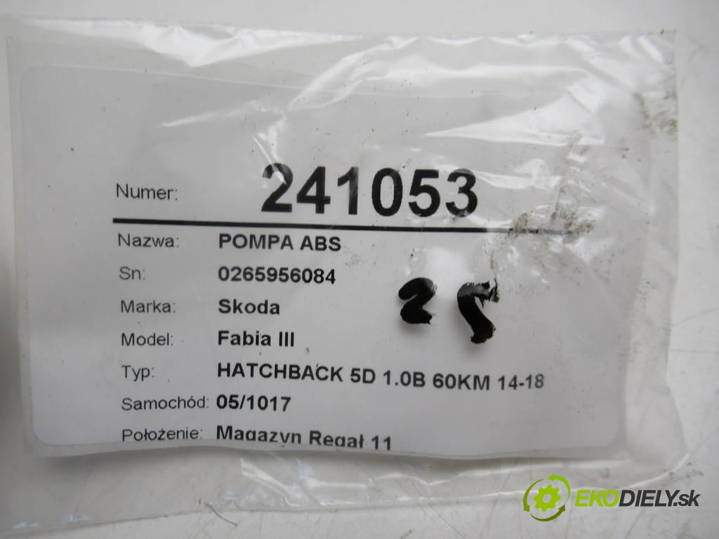 Skoda Fabia III  2016  HATCHBACK 5D 1.0B 60KM 14-18 1000 Pumpa ABS 6C0614517N (Pumpy ABS)