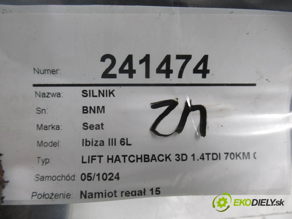 Seat Ibiza III 6L  2008 51 kW LIFT HATCHBACK 3D 1.4TDI 70KM 02-08 1422 Motor BNM (Motory (kompletné))
