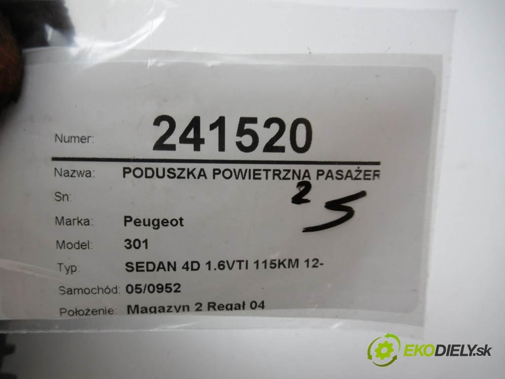 Peugeot 301  2013 85 kW SEDAN 4D 1.6VTI 115KM 12- 1600 AirBag - spolujazdca 9675001980 (Airbagy)