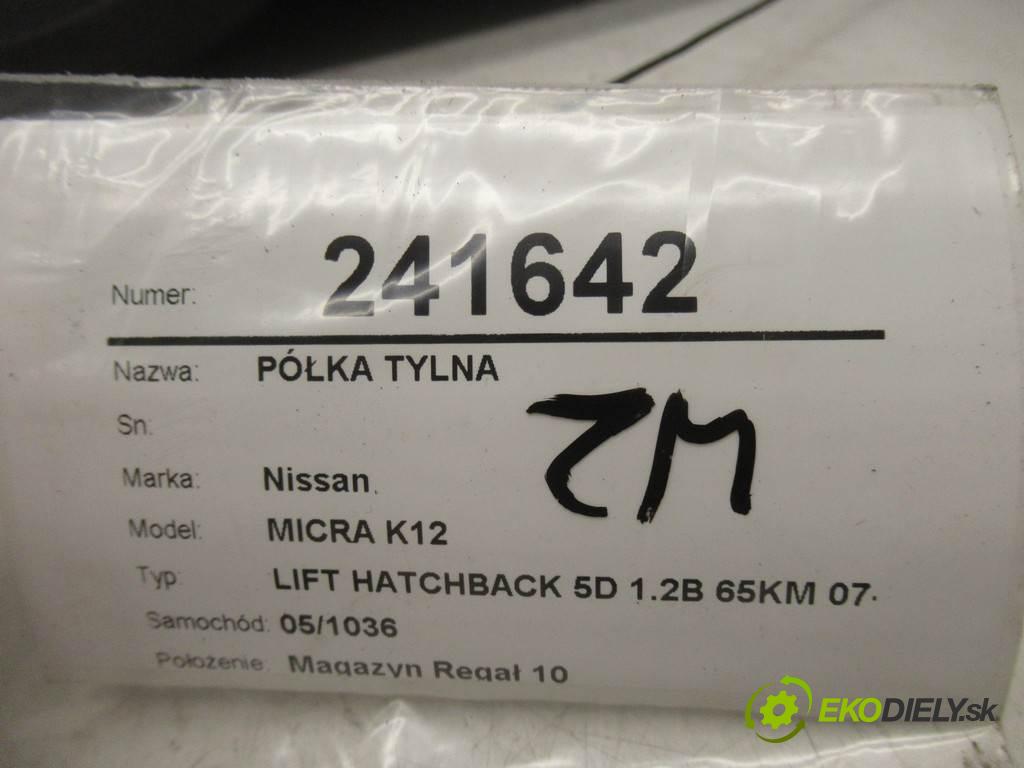 Nissan MICRA K12  2008  LIFT HATCHBACK 5D 1.2B 65KM 07-10 1240 Pláto zadná  (Pláta zadné)