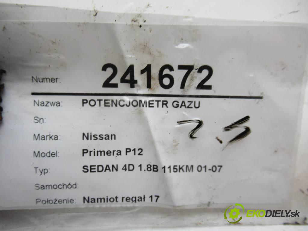 Nissan Primera P12    SEDAN 4D 1.8B 115KM 01-07  potenciometr plynového pedálu 18002AU410 (Pedály)