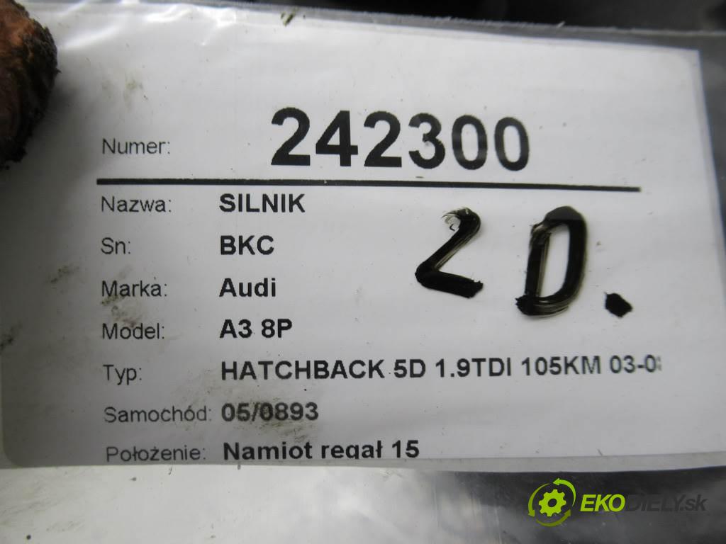 Audi A3 8P  2005 77 kw HATCHBACK 5D 1.9TDI 105KM 03-08 1900 Motor BKC (Motory (kompletné))