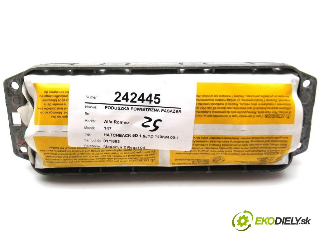 Alfa Romeo 147  2004  HATCHBACK 5D 1.9JTD 140KM 00-10 1900 AirBag - spolujazdca 46748661 (Airbagy)