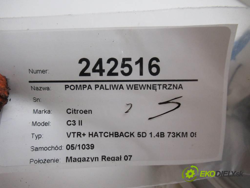 Citroen C3 II  2011 54 kW VTR+ HATCHBACK 5D 1.4B 73KM 09-16 1360 Pumpa paliva vnútorná  (Palivové pumpy, čerpadlá, plaváky)