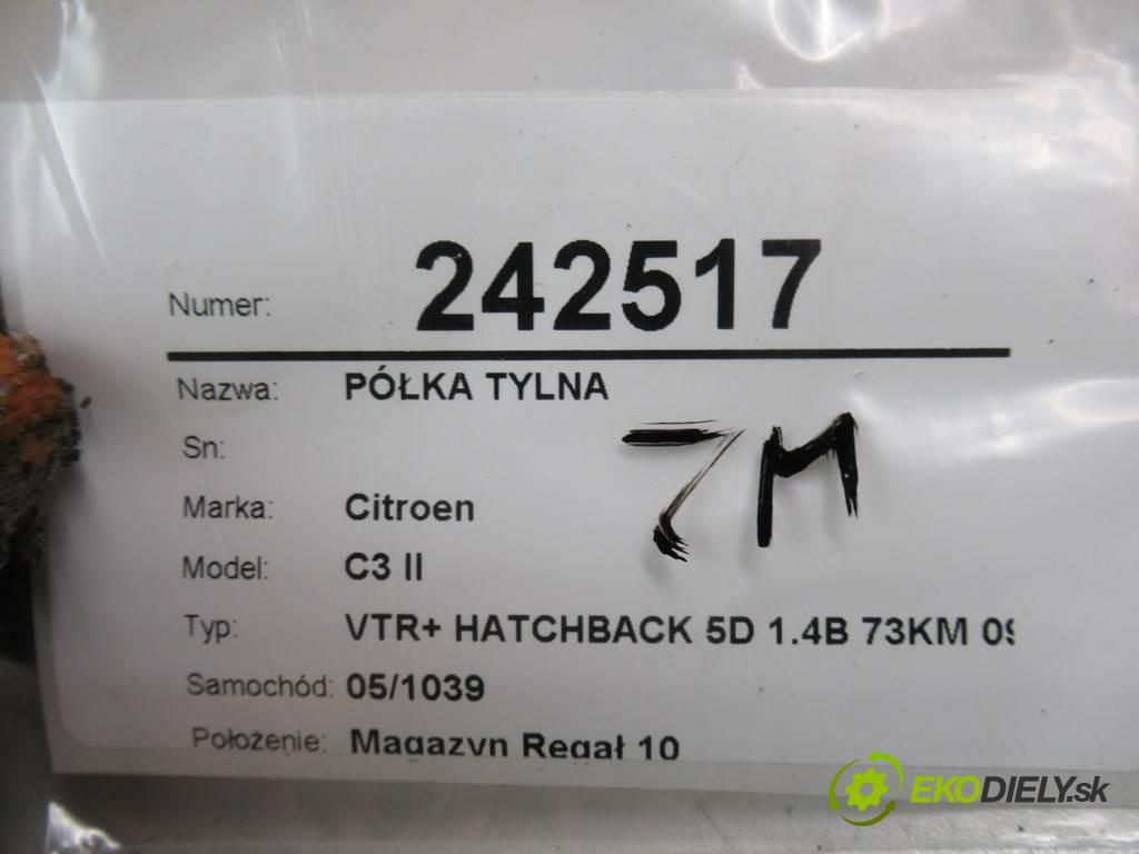 Citroen C3 II  2011 54 kW VTR+ HATCHBACK 5D 1.4B 73KM 09-16 1360 Pláto zadná 96833304ZD (Pláta zadné)