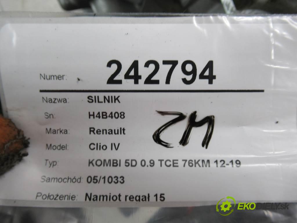 Renault Clio IV  2017 66 kW KOMBI 5D 0.9 TCE 76KM 12-19 898 Motor H4B408 (Motory (kompletné))