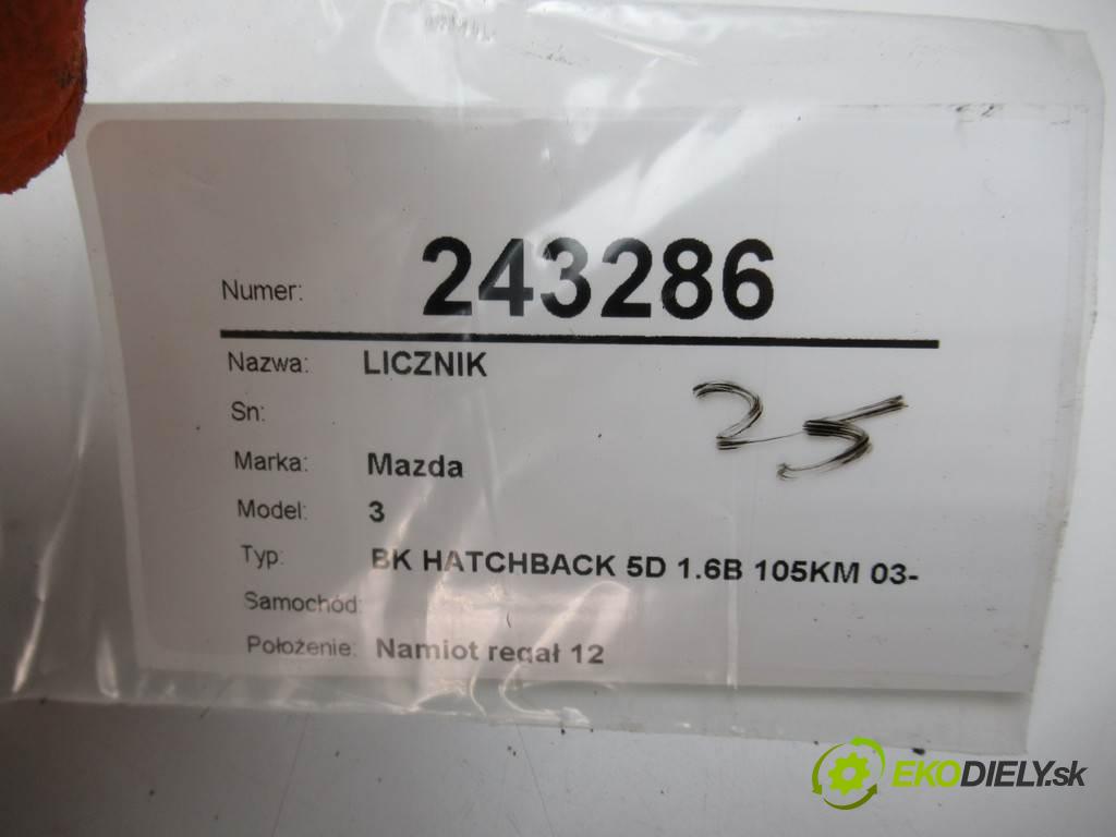 Mazda 3    BK HATCHBACK 5D 1.6B 105KM 03-09  Prístrojovka BP4K (Prístrojové dosky, displeje)