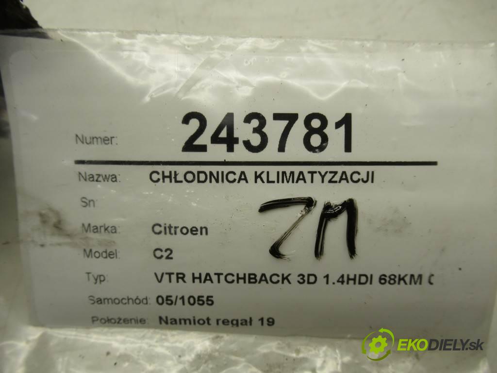 Citroen C2  2006 50 kW VTR HATCHBACK 3D 1.4HDI 68KM 03-09 1400 chladič klimatizace 9633035980 (Chladiče klimatizace (kondenzátory))
