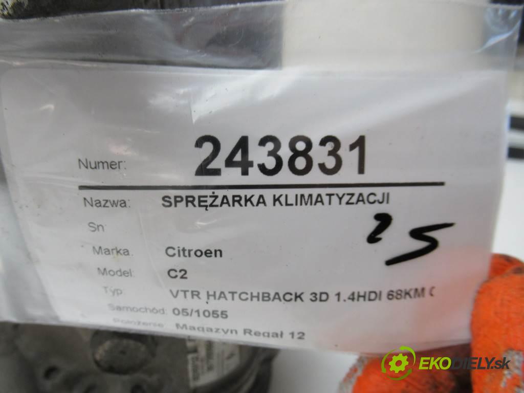 Citroen C2  2006 50 kW VTR HATCHBACK 3D 1.4HDI 68KM 03-09 1400 kompresor klimatizace 9655191680 (Kompresory)