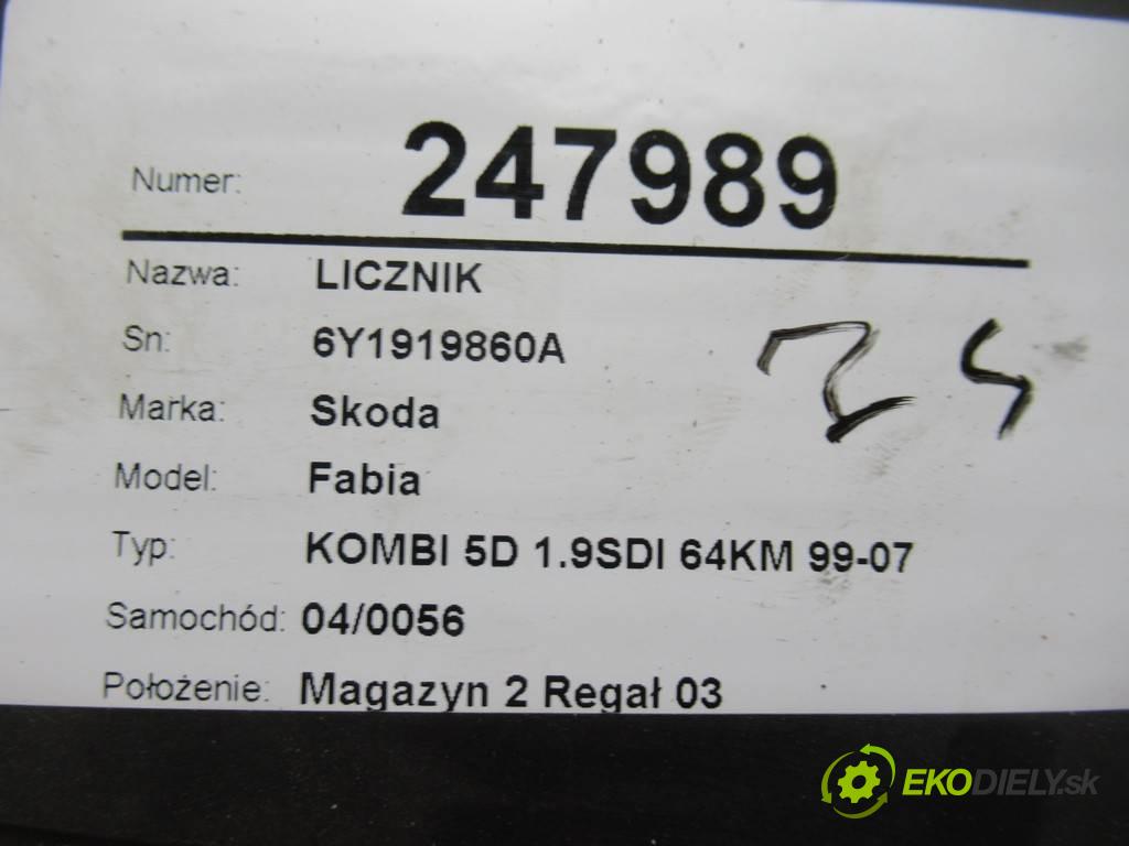 Skoda Fabia  2002  KOMBI 5D 1.9SDI 64KM 99-07 1900 Prístrojovka 6Y1919860A (Prístrojové dosky, displeje)