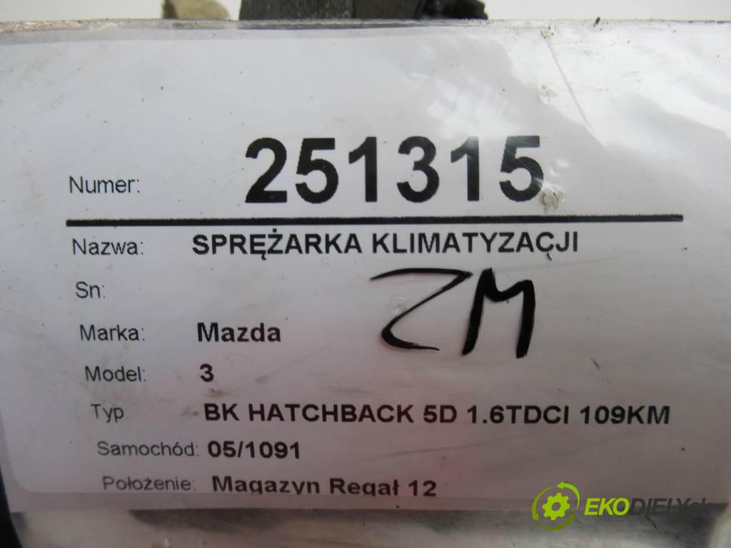 Mazda 3  2005 80 kW BK HATCHBACK 5D 1.6TDCI 109KM 03-09 1500 kompresor klimatizace 3M5H-19D629-SA (Kompresory)