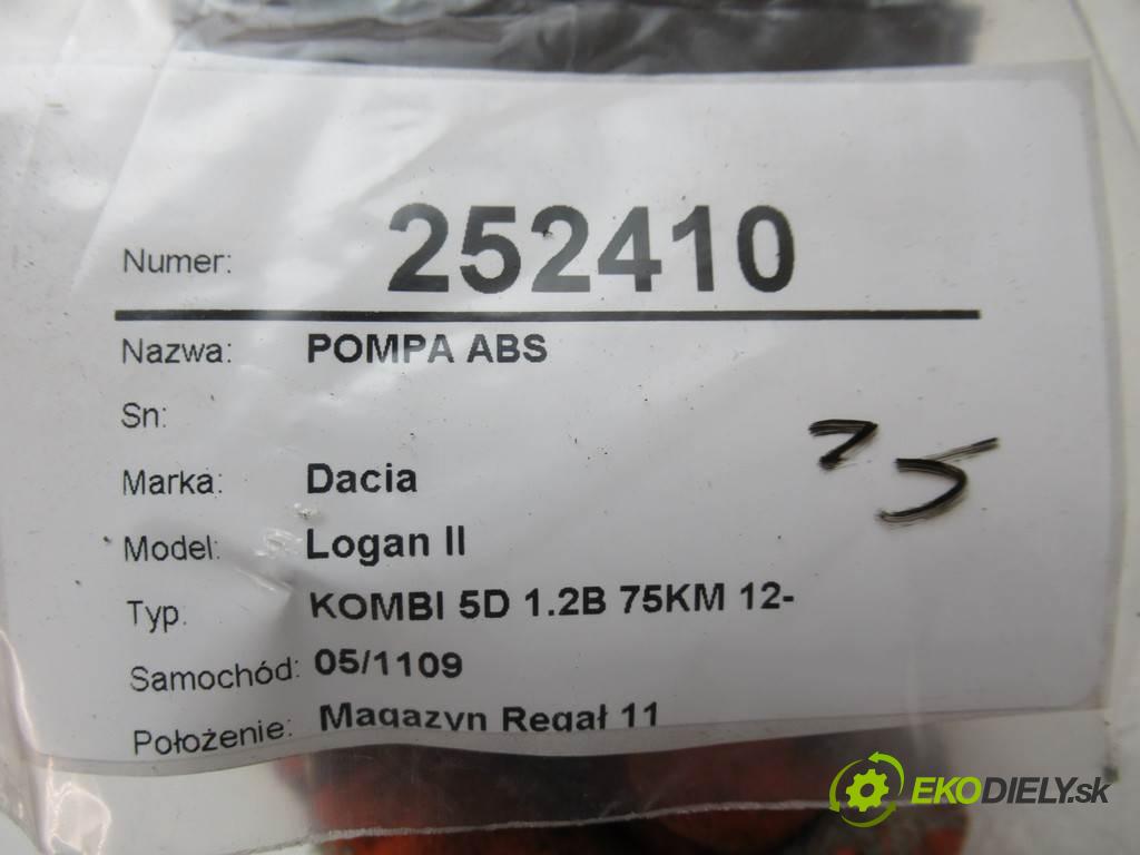 Dacia Logan II  2016 54 kW KOMBI 5D 1.2B 75KM 12- 1200 pumpa ABS 476603249R (Pumpy brzdové)