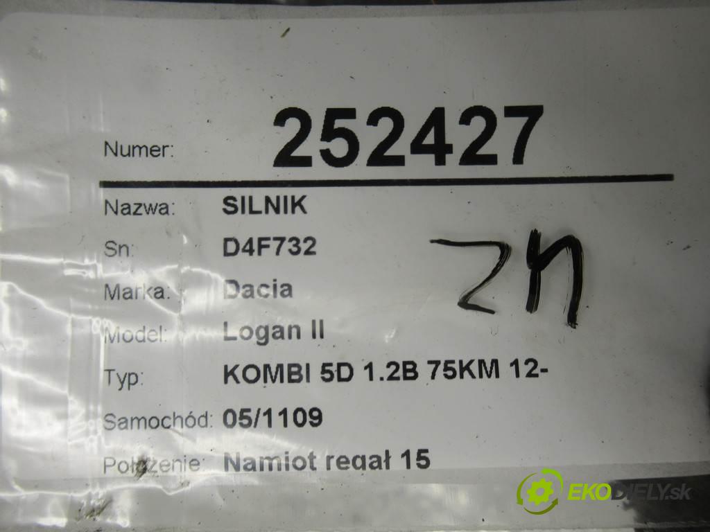 Dacia Logan II  2016 54 kW KOMBI 5D 1.2B 75KM 12- 1200 Motor D4F732 (Motory (kompletné))