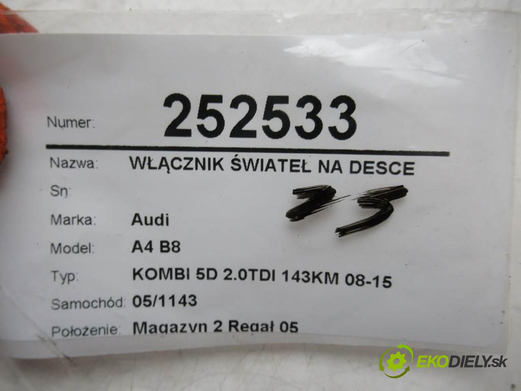 Audi A4 B8  2011 105 kW KOMBI 5D 2.0TDI 143KM 08-15 2000 Spínač svetiel na prístrojovej doske 8K0941531AS (Prepínače, spínače, tlačidlá a ovládače kúrenia)
