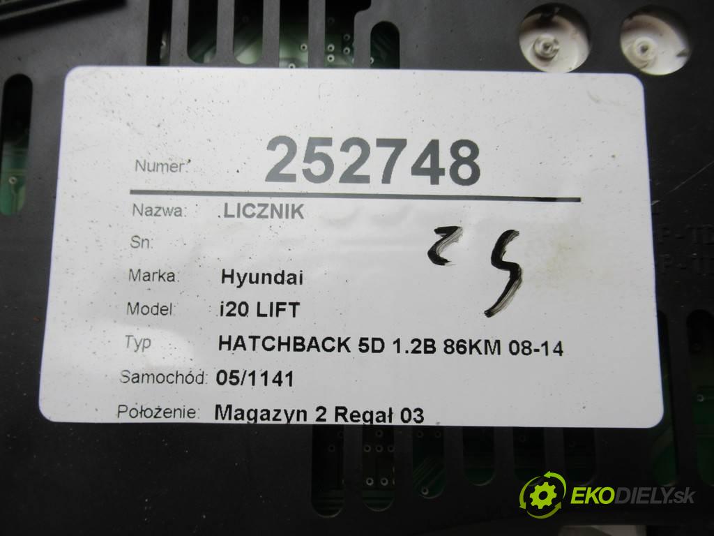 Hyundai i20 LIFT  2014 62,50 HATCHBACK 5D 1.2B 86KM 08-14 1200 Prístrojovka 94013-1J021 (Prístrojové dosky, displeje)
