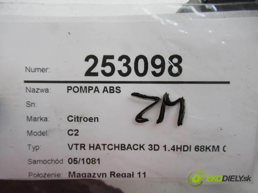 Citroen C2  2005  VTR HATCHBACK 3D 1.4HDI 68KM 03-09 1400 pumpa ABS 9656493580 (Pumpy brzdové)