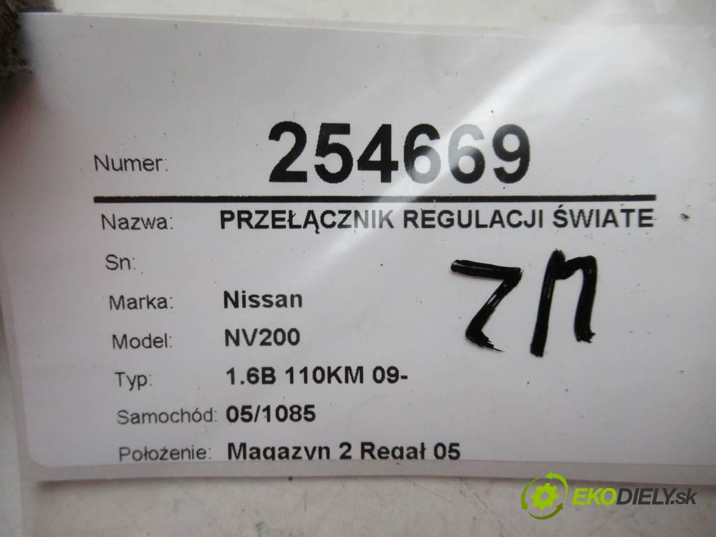 Nissan NV200  2016 81 kW 1.6B 110KM 09- 1600 Prepínač nastavenia svetiel  (Prepínače, spínače, tlačidlá a ovládače kúrenia)