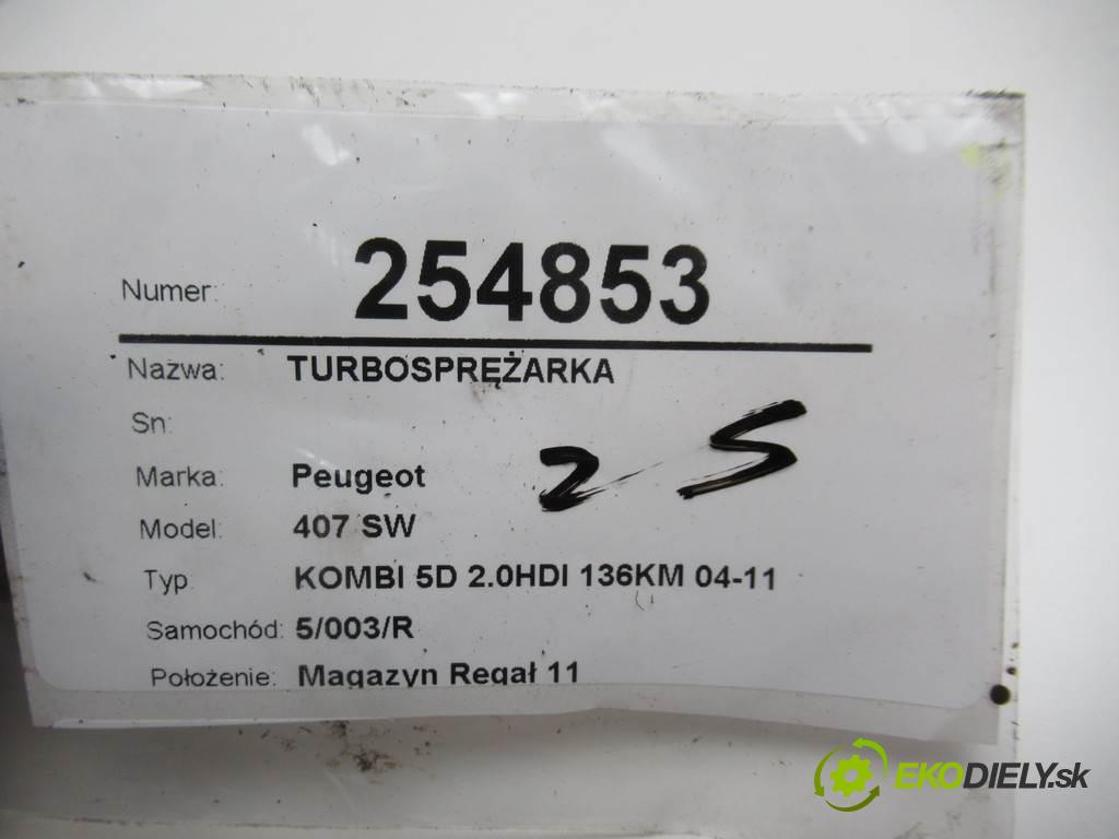 Peugeot 407 SW  2006 100 kW KOMBI 5D 2.0HDI 136KM 04-11 2000 Turbodúchadlo,turbo 9658673480 (Turbodúchadlá (kompletné))