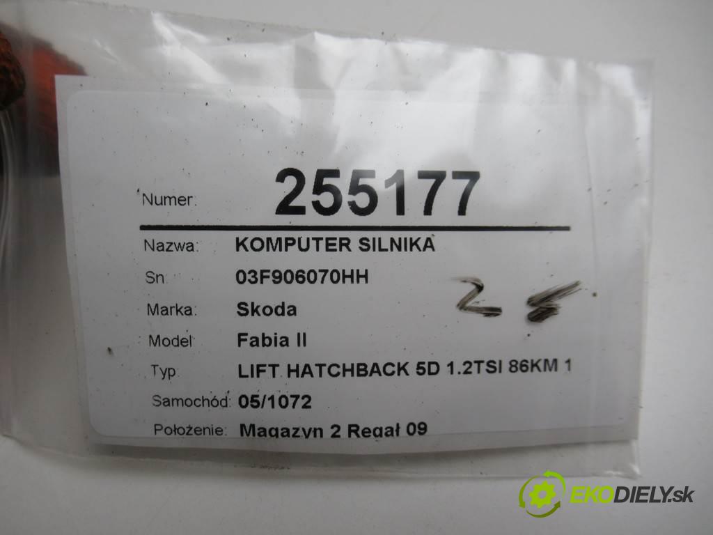Skoda Fabia II  2014  LIFT HATCHBACK 5D 1.2TSI 86KM 10-14 1200 riadiaca jednotka Motor 03F906070HH (Riadiace jednotky)
