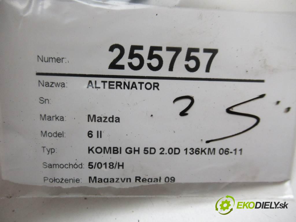 Mazda 6 II  2009  KOMBI GH 5D 2.0D 136KM 06-11 2000 Alternátor A3TB6581 (Alternátory)