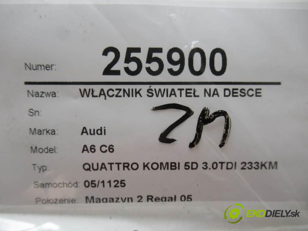 Audi A6 C6  2006 171 kW QUATTRO KOMBI 5D 3.0TDI 233KM 04-08 3000 Spínač svetiel na prístrojovej doske 4F1941531D (Prepínače, spínače, tlačidlá a ovládače kúrenia)