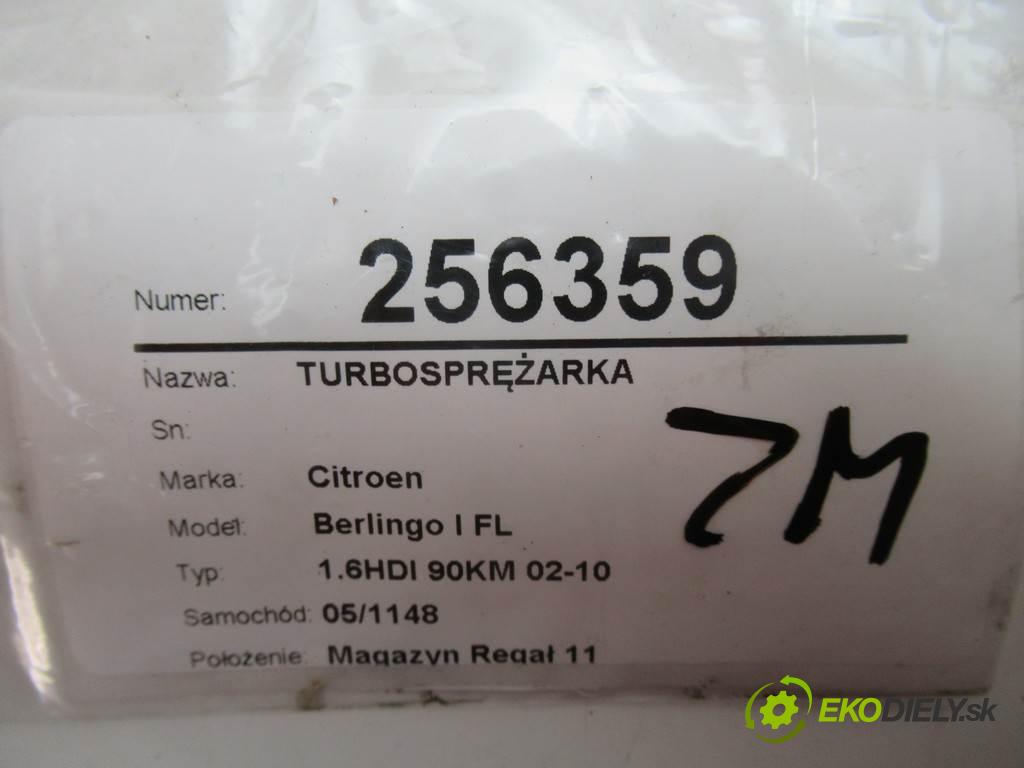 Citroen Berlingo I FL  2007 66 kW 1.6HDI 90KM 02-10 1600 Turbodúchadlo,turbo 9657530580 (Turbodúchadlá (kompletné))