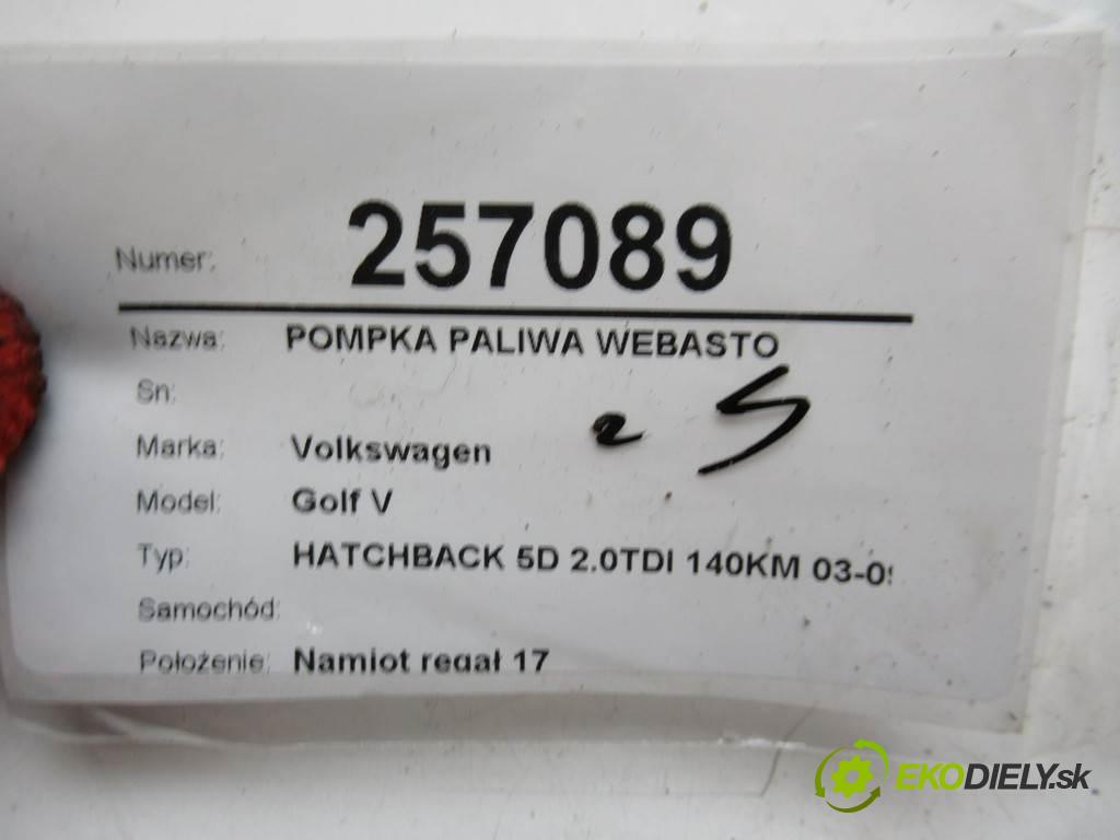 Volkswagen Golf V    HATCHBACK 5D 2.0TDI 140KM 03-09  motorek paliva Webasto 9002853F (Webasto ohřívače)