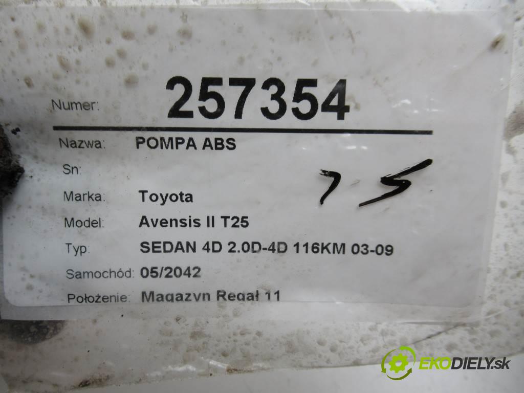 Toyota Avensis II T25  2004  SEDAN 4D 2.0D-4D 116KM 03-09 2000 Pumpa ABS  (Pumpy ABS)