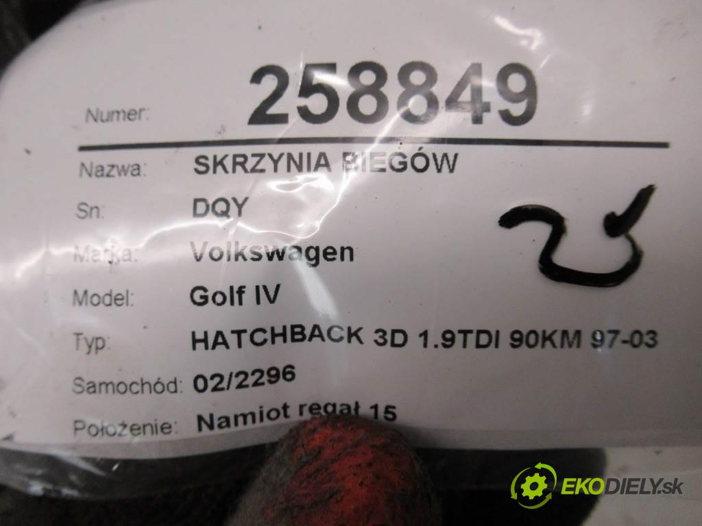 Volkswagen Golf IV  1999 66 kW HATCHBACK 3D 1.9TDI 90KM 97-03 1900 Prevodovka - DQY (Prevodovky)