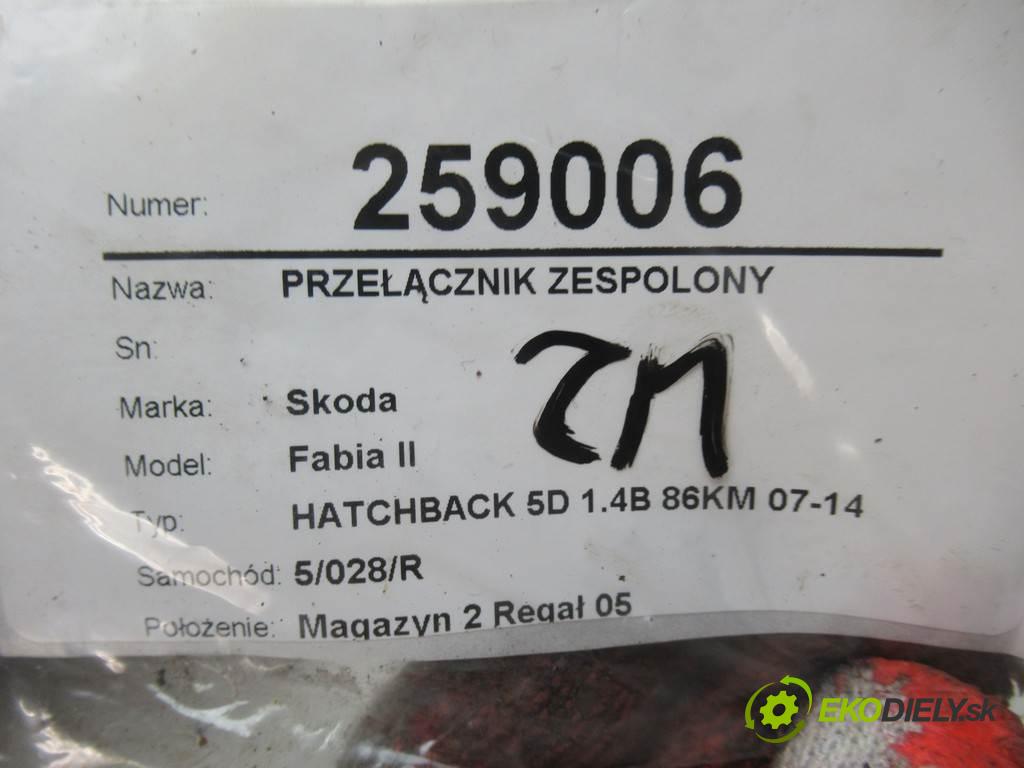 Skoda Fabia II  2008 63 kW HATCHBACK 5D 1.4B 86KM 07-14 1400 Prepínač kombinovaný 7H0953503CJ (Prepínače, spínače, tlačidlá a ovládače kúrenia)