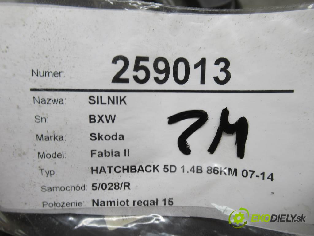 Skoda Fabia II  2008 63 kW HATCHBACK 5D 1.4B 86KM 07-14 1400 motor BXW  (Motory (kompletní))