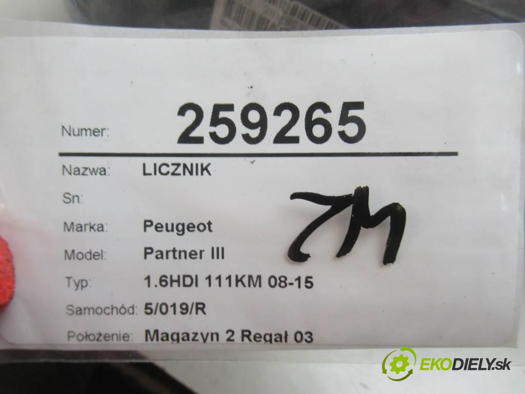 Peugeot Partner III  2011 82 kW 1.6HDI 111KM 08-15 1600 Prístrojovka YL3RLU70    9665983480 (Prístrojové dosky, displeje)