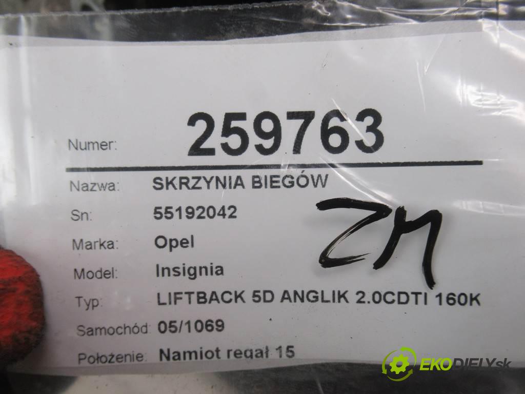 Opel Insignia  2010  LIFTBACK 5D ANGLIK 2.0CDTI 160KM 08-13 2000 Prevodovka - 55192042 (Prevodovky)