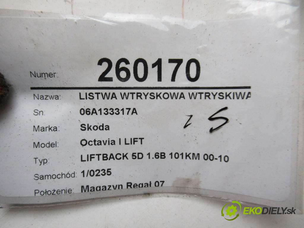 Skoda Octavia I LIFT  2002 74 kW LIFTBACK 5D 1.6B 101KM 00-10 1600 Lišta vstrekovacia Vstrekovacie ventily 06A133317A 037906031AA (Vstrekovacie lišty)