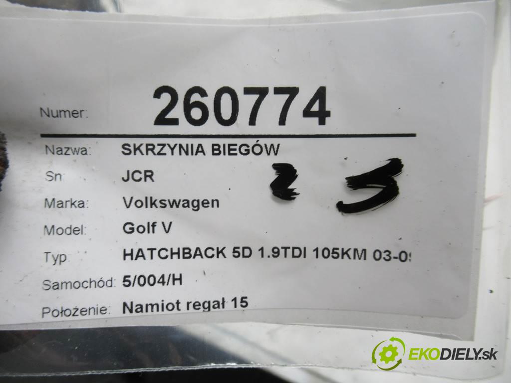 Volkswagen Golf V  2006 77 kW HATCHBACK 5D 1.9TDI 105KM 03-09 1900 Prevodovka - JCR (Prevodovky)