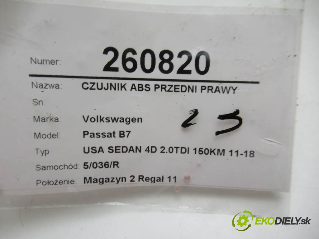 Volkswagen Passat B7  2015 110 kW USA SEDAN 4D 2.0TDI 150KM 11-18 2000 Snímač ABS predný pravy 100711-52723 (Snímače ABS)