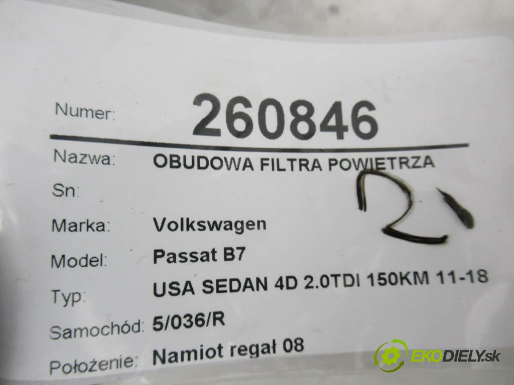Volkswagen Passat B7  2015 110 kW USA SEDAN 4D 2.0TDI 150KM 11-18 2000 obal filtra vzduchu 1K0129601CP (Kryty filtrů)