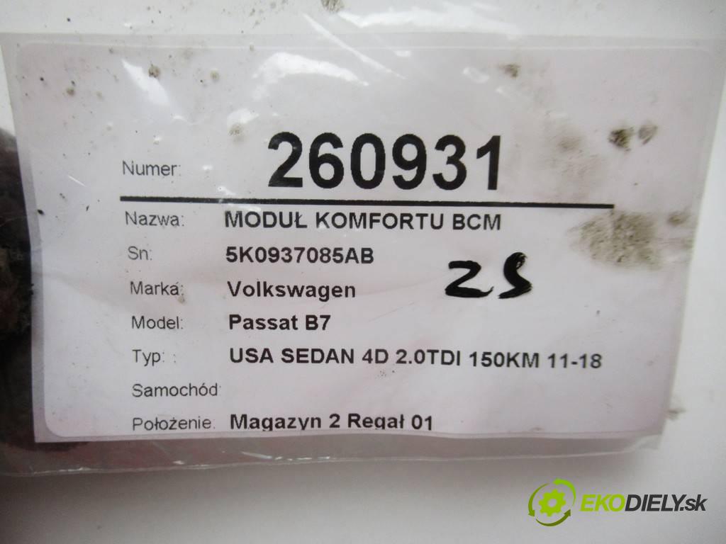Volkswagen Passat B7    USA SEDAN 4D 2.0TDI 150KM 11-18  Modul komfortu BCM 5K0937085AB